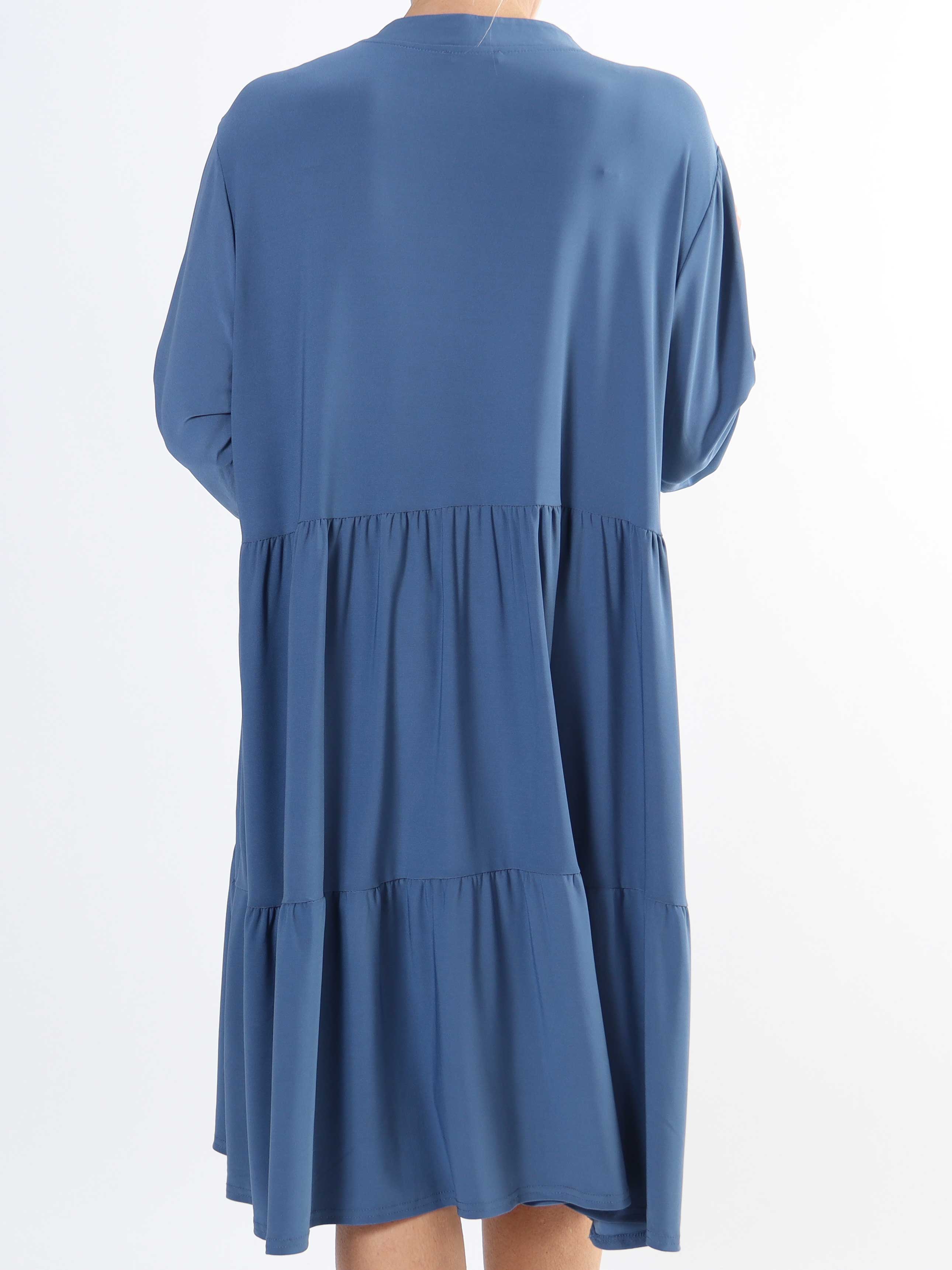 Milano Plain Midi - Enfärgad plus size klänning med lager på lager look